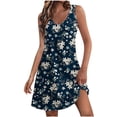 thumbnail image 1 of Pisexur Robe d'Été pour Femme, Plage, Décontractée, Sans Manches, Midi, Imprimé Floral, Débardeur, Ample, Robe Soleil avec Poche, P-2TG, 1 of 6