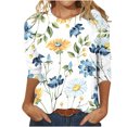 thumbnail image 1 of Pompotops T-shirt Ample Imprimé Mode Femme Manches 3/4 Mi-Longueur Col Rond Décontracté en Liquidation, 1 of 5
