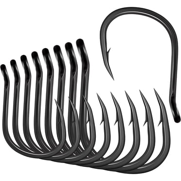 BLUEWING Wide Gap Jigging Hooks Needle Point Fishing Hooks High Carbon Steel Hooks Extra Sharp Fish Hooks for Freshwater Saltwater Fishing, Size 4/0, 10pcs