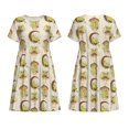 thumbnail image 3 of Bixox Robe d'Été à Manches Courtes pour Femme, Coupe Ample Évasée, Longueur Genou, avec Poches - Grenouilles, 3 of 7