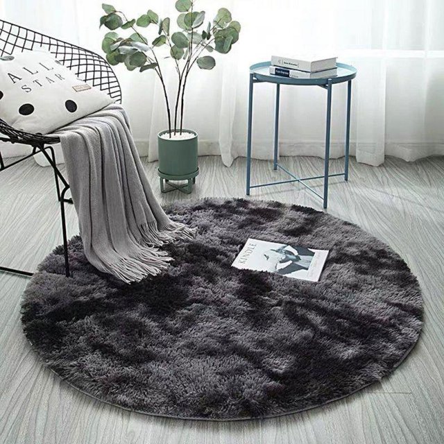 Fluffy Circle Rug for Bedroom Kids Room Teen‘s Room Shaggy Circular Rug for Nursery Room Cute Room Decor for Baby