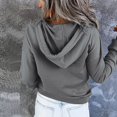thumbnail image 4 of Chandail à Capuchon Uni à Manches Longues pour Femmes, Blouse Décontractée, Haut à Enfiler, 4 of 7