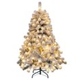 thumbnail image 1 of Costway 4.5ft Pre-Lit Premium Snow Flocked Hinged Artificial Christmas Tree w/150 Lights, 1 of 10