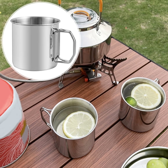 Foldable Handle Stainless Steel Camping Mug Durable Outdoor Travel Drinkware For Hiking Backpacking Picnic Adventures 350ml