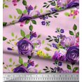 thumbnail image 3 of Soimoi Poly Georgette Fabric Leaves & Rose Flower Print Sewing Fabric Yard 52 Inch Wide, 3 of 3