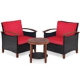 thumbnail image 1 of Giantex 3 Pieces Patio Furniture Set, Outdoor Rattan Sofa and Side Table w/Solid Acacia Wood Frame, High Load Bearing Conversation Bistro Set w/Washable and Removable Cushions, 1 of 10