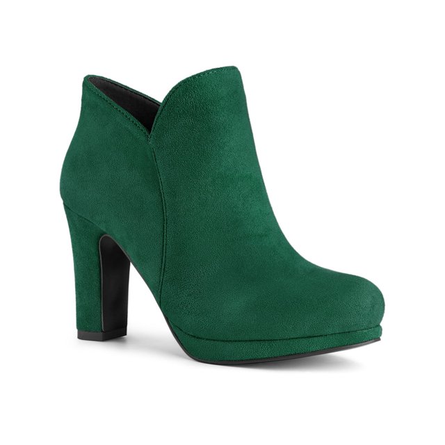 Unique Bargains Bottes à Talon Épais à Bout Rond pour Femmes