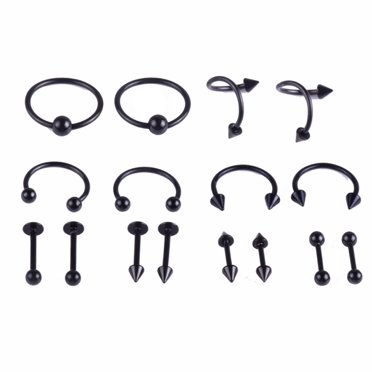 Ensemble de 16 Pcs pour Perçage Corporel, Ensemble de Bijoux de Perçage Universel Tendance, Ensemble de Bijoux pour le Corps