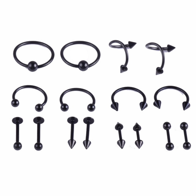 Ensemble de 16 Pcs pour Perçage Corporel, Ensemble de Bijoux de Perçage Universel Tendance, Ensemble de Bijoux pour le Corps