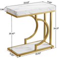 thumbnail image 2 of Tribesigns White and Gold Narrow Side Table, Modern C-Shaped End Table with Faux Marble Top and Metal Frame, Small Sofa or Bedside Table for Living Room (Set of 2), 2 of 5