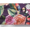 thumbnail image 2 of Soimoi Toile de Coton Feuilles & Fleurs Roses Imprimés par Yard 56 Pouces de Large, 2 of 3
