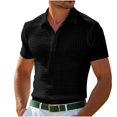 thumbnail image 1 of cfhntfmh V Neck Shirts for Men Slim Short Sleeve Muscle Golf T-Shirts Summer Knitted Collared Soft Buttons down Tees, 1 of 7