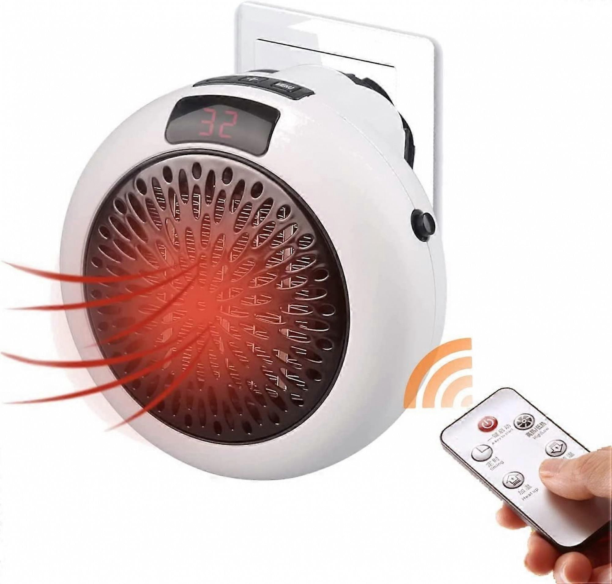 Smart Space Electric Fan Heater , Wall Outlet Electric Space Heater