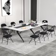 thumbnail image 4 of Gymax 8PCS Folding Chairs w/ Metal Frame PVC Leather Stackable Chairs for Indoor, 4 of 9