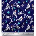 thumbnail image 1 of Soimoi polyester Crepe Fabric Leaves,Floral & Rabbit Animal Printed Fabric 1 Yard 52 Inch Wide, 1 of 3