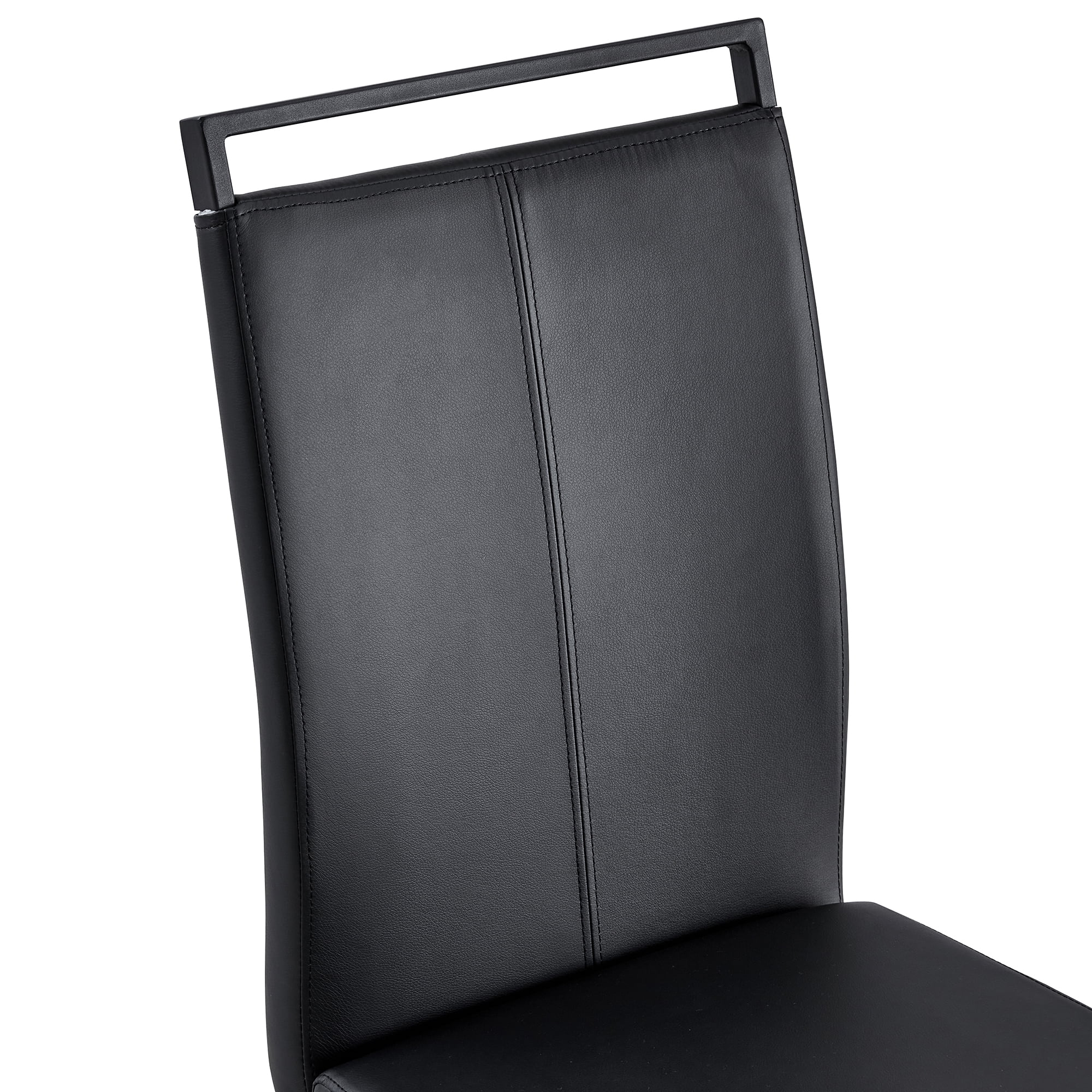 Noble House Ensemble de 4 chaises de salle à manger noires en cuir PU : structure en métal noir