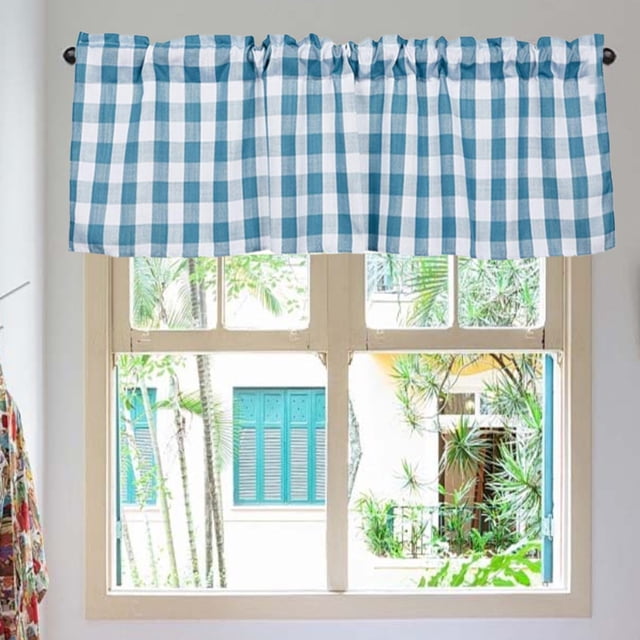 Aodebiao Blackout Window Valance, 18 Inches Long Kitchen Window Curtains Over Sink Rod Pocket Pattern Valance for Bathroom Bedroom Living Room