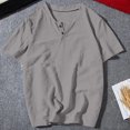 thumbnail image 2 of Plebaso T-Shirts pour Hommes en Coton et Lin à Col Rond, à Boutons, T-Shirts Décontractés, Unis, à Manches Courtes, Légers, Hauts de Plage, 2 of 7
