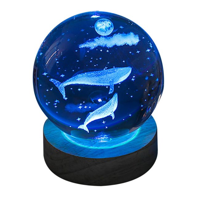 3d Glowing Crystal Ball Night Light Ornament Creative Coloful Night Scene Lamp With Base For Home Decor Gift