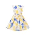 thumbnail image 2 of Girls Dress Princess Layered Ruffle Tie Dye Printing Flutter Sleeve White 10 Years, 2 of 6