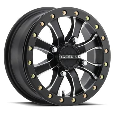 Raceline Roues A71MB BL MAMBA UTV/ATV Roue Finition Usinée Noire 15x6 Pouces 4x156 Pouces, Déport 40 Mm/(5,07"B/S)