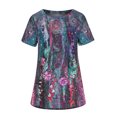 thumbnail image 3 of EQWLJWE Hauts d'Été pour Femmes Hauts pour Femmes Liquidation Femmes Décontracté Imprimé Manches Courtes Col Rond Chandail Blouse T-shirt Hauts, 3 of 5