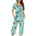 thumbnail image 1 of Rbaofujie Pyjama à Boutons pour Femmes Femmes Décontracté Boutons Col Rond Manches Courtes Blouse Mode Poches Pantalon Ensemble de Pyjama Filles Chemises de Nuit, 1 of 5