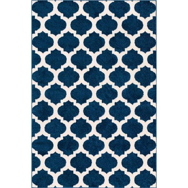 Well Woven MC-54-4 Zoe Tapis Moderne à Treillis, Bleu - 3 Pi. 3 Po. x 5 Pi.