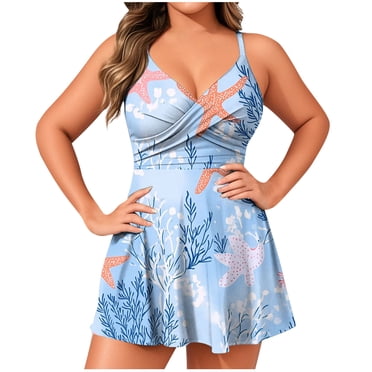 Xdegoge Clearance Sales 2 Piece Tankini Swimsuits for Women Tummy Control Bathing Suits with Shorts Set Summer Beach Swimwear with Swim Tops Mesh Sheer V-Neck Flowy Swim Suits with Boyshorts