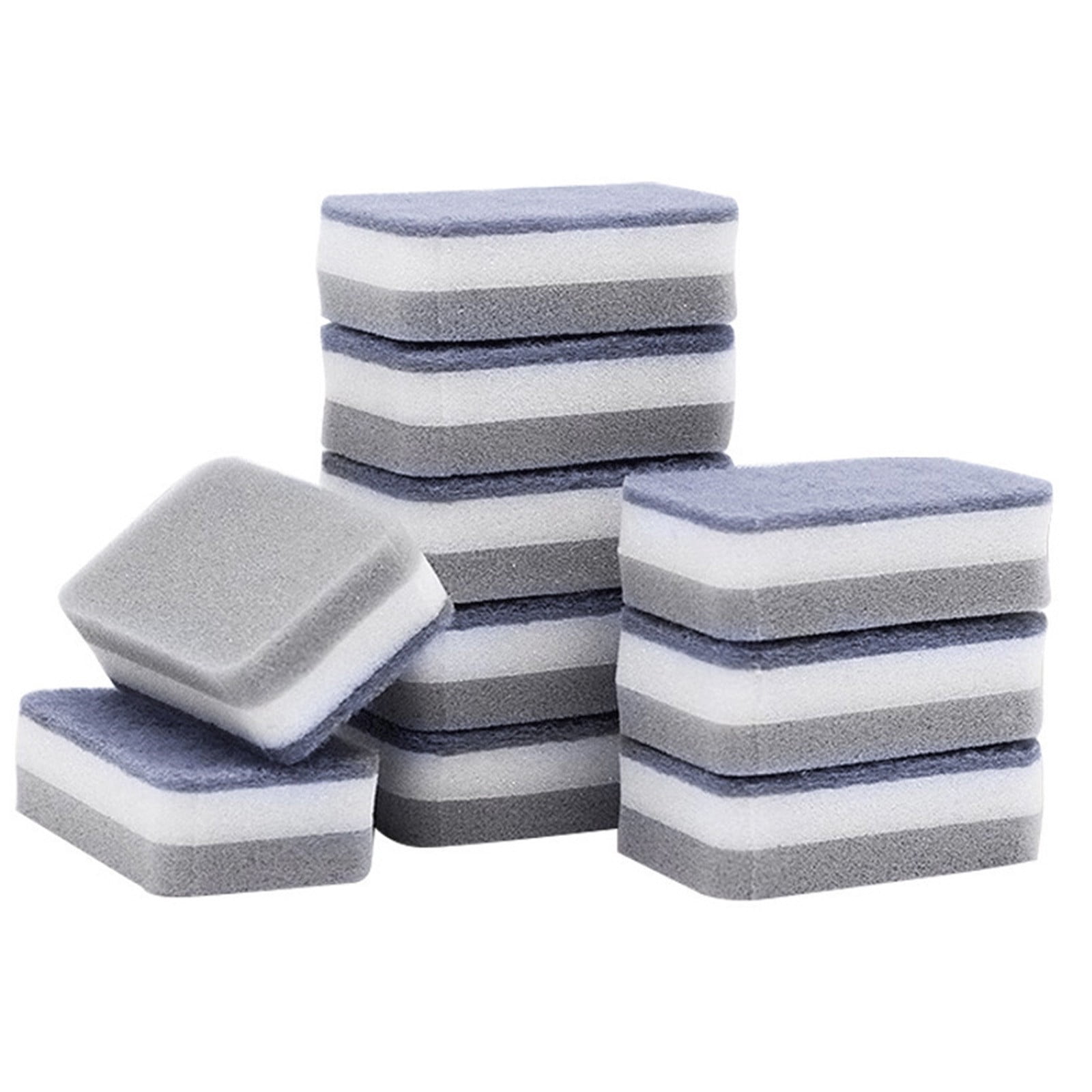 TIELUTT 10pcs Sponge Scouring Pads Dish Washing Scrub Sponge Cleaning Scrubber Brush Soft Cleaning Brush Long Handle Washing Basin for Kitchen Dishwasher Sponge Brush Sponge Bottle Brush Suction Clea