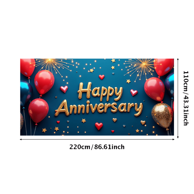Happy Anniversary Backdrop Party Props Balloon Decorations Celebration Banner Photography Background Wedding Supplies