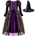 thumbnail image 1 of 2025 Girls Outfits&Set Witch Set Ropa De Niña For Witch Sweatpants Outfits For Teens Dress With Hat Clothes Purple For Clothes, 1 of 9