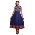 thumbnail image 1 of Bimba Robe Anarkali Florale Navy Blue3 pour Femmes, Kurti Imprimée Ethnique Indienne, Longue Kurta, Robe de Soirée, XX-Grand, 1 of 6