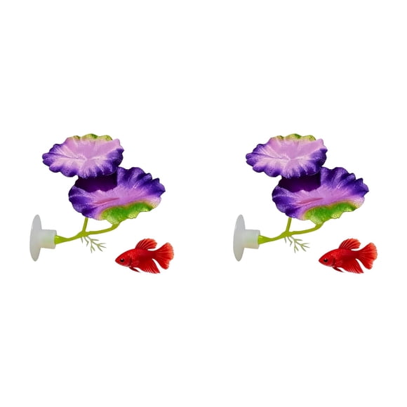 Aquarium Leaves Decoration For Creating Natural Habitat Spawning Breeding Environment Suitable Small Large Tanks, 7.5 cm, Purple 2Packs