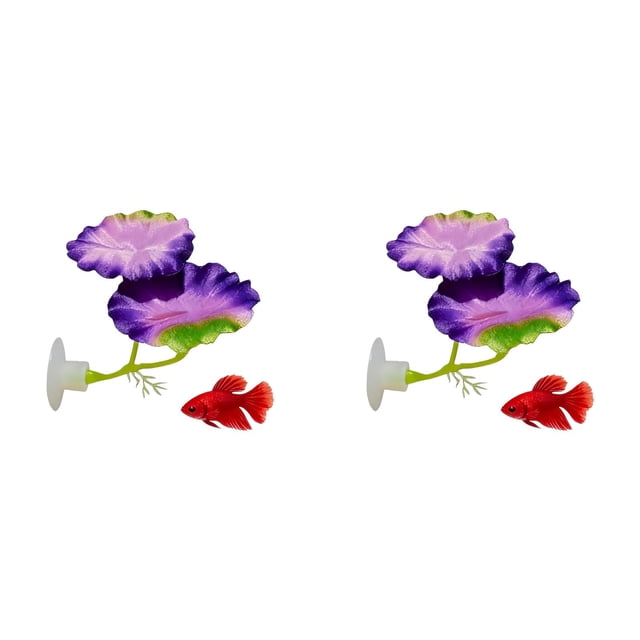 Aquarium Leaves Decoration For Creating Natural Habitat Spawning Breeding Environment Suitable Small Large Tanks, 7.5 cm, Purple 2Packs