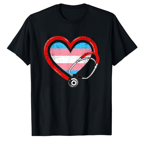 AALJY Infirmière Stéthoscope Transgenre LGBT-Q Fierté Cœur Infirmière T-Shirt