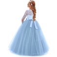 thumbnail image 4 of Robe Longue en Dentelle Florale Vintage pour Filles Manches 3/4 Robe de Soirée de Mariage Robe de Danse Formelle, 4 of 5