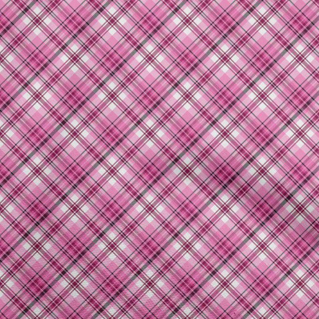 oneOone Viscose Chiffon Pink Fabric Check Sewing Material Print Fabric By The Yard 42 Inch Wide