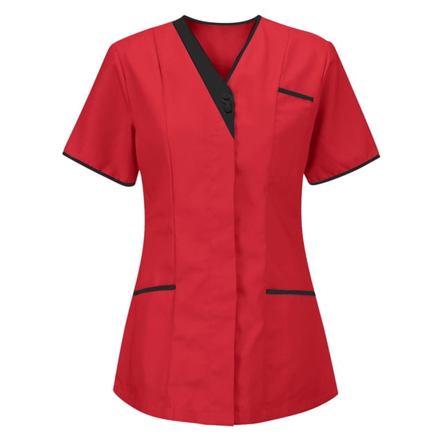Baysbule Tunique d'Uniforme d'Infirmière à Col en V pour Femmes, Chemise de Protection Douce et Confortable à Manches Courtes