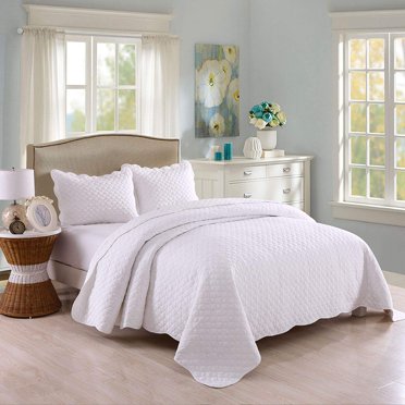 MarCielo Ensemble de couette 3 pièces 100% coton, couvre-lit léger, Reine