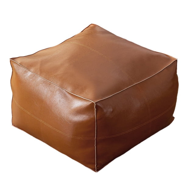 WLOELOEW Lazy Sofa Footstool Ottoman For Storage And Seating Grey Pu Leather 17.7X15.7 Inches For Home Use Grey