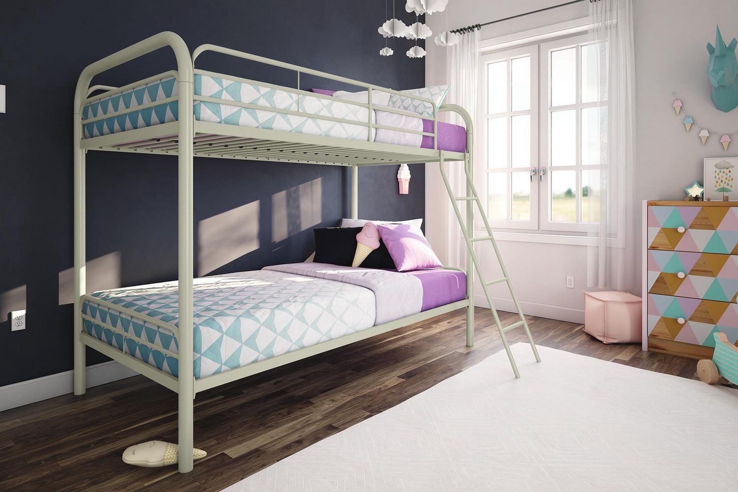 DHP Dusty Twin over Twin Metal Bunk Bed