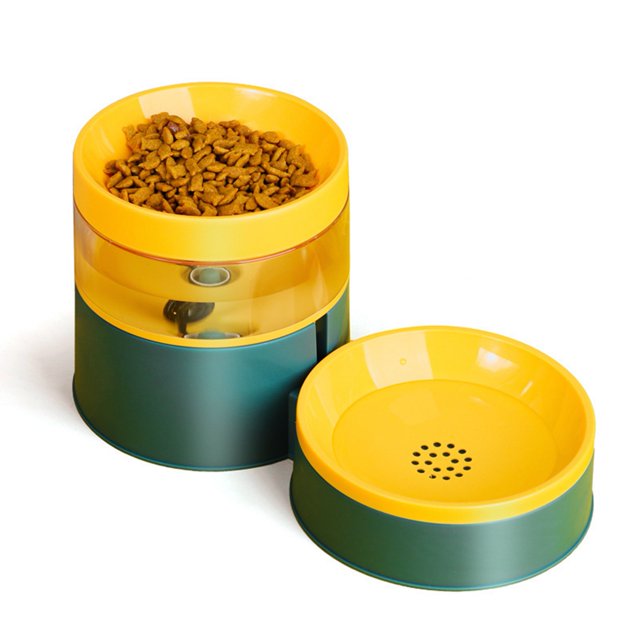 Aliments pour Animaux de Compagnie Élevés et Bols d'Eau Protection du Cou Automatique Grande Capacité une Pièce Bol pour Animaux de Compagnie pour Chats Chiens Vert