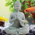 thumbnail image 2 of Ornement de Jardin Bouddha Assis Pierre en Résine Effet Zen Statue Extérieur Intérieur, 2 of 10