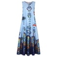 thumbnail image 2 of Robe Maxi d'Été Sans Manches à Rayures Imprimées à Col en V Vintage Décontractée pour Femme, 2 of 5