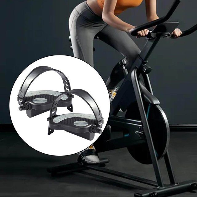 pitrice Exercise Bike Bicycle Pedals with Adjustable with straps replacement for Straps Short 14mm spindle