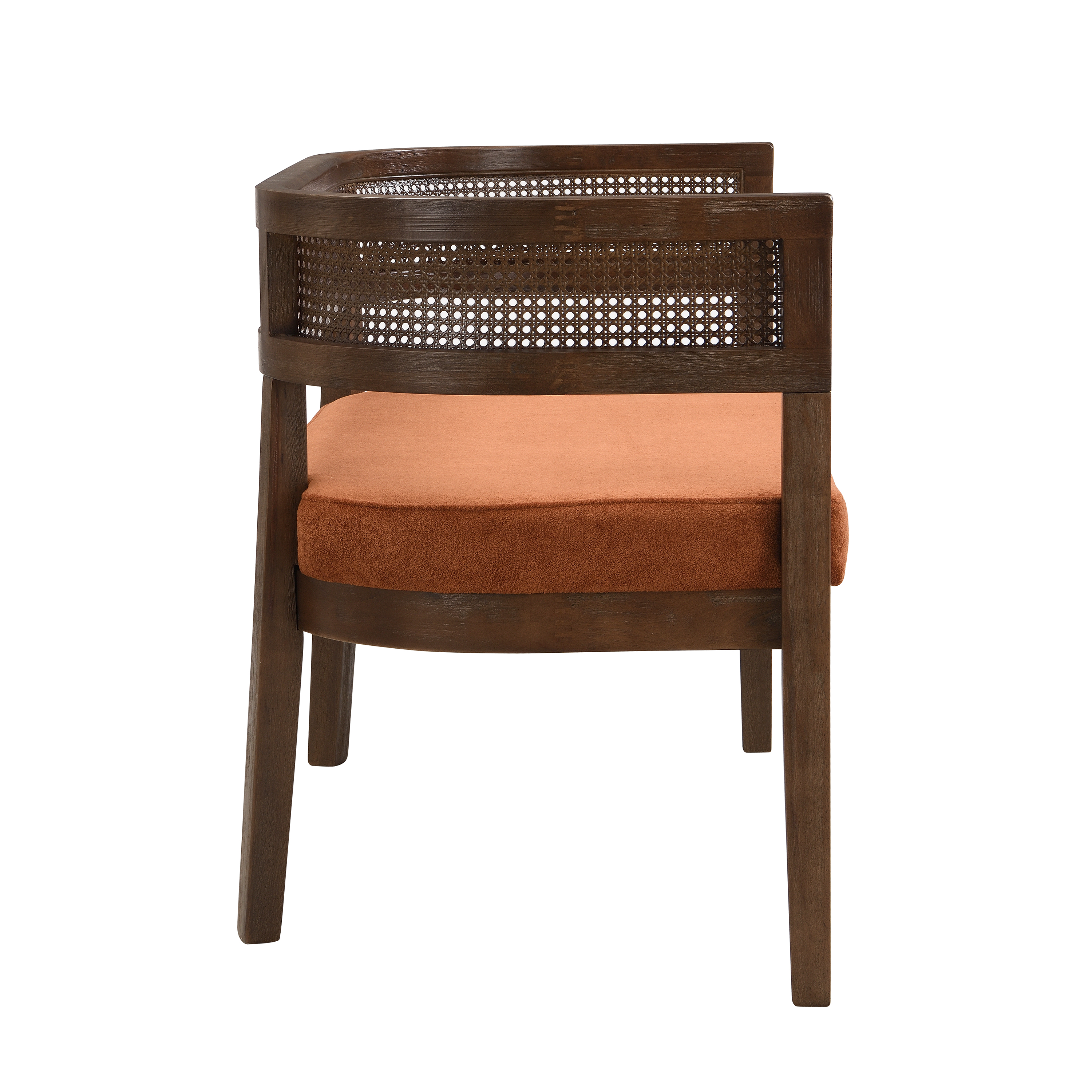 Noble House 47.5" Rattan Loveseat with Cushioned Seat,Hand-Woven Breathable Backrest,Natural Ash Frame & Beige Upholstery,Walnut+Dark Orange