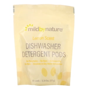 Mild By Nature, Pods de détergents pour lave-vaisselle automatique, Lemon Scent, 10 Charges, 0.39 C'est vrai. 6.24 oz (177 g)