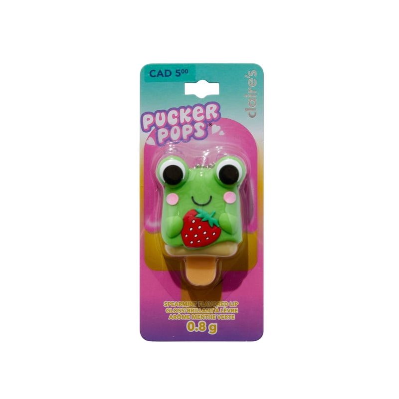 Claire's Pucker Pops Lips Gloss Strawberry Frog, Mint flavored gloss, 0.8g