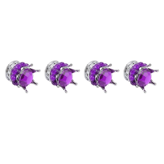 Wheel Valve Covers, Crown Shape Copper Core Wheel Stem Valve Wearproof For Cars Trucks Bicycles Purple